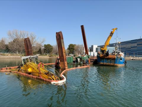 Trabajos retirada y achatarramiento Aldamiz Ocho. Foto: Luis Juli
